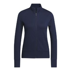 adidas Ladies Ultimate Jacquard Collegiate Navy Golf Jacket Front View