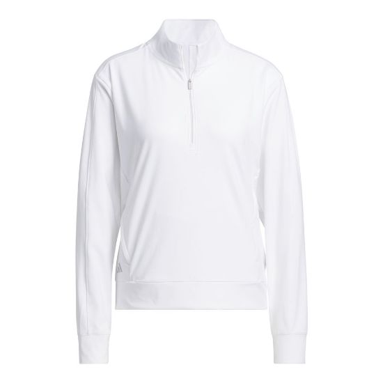 adidas Ladies Ultimate 1/2 Zip White Golf Midlayer Front View