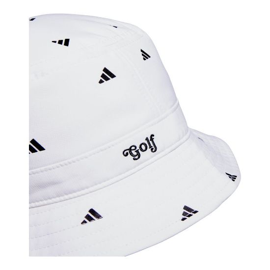 adidas Ladies Printed White Golf Bucket Hat Front View