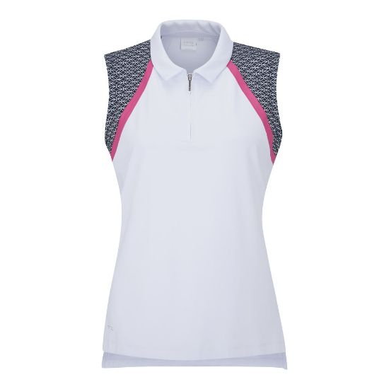PING Ladies Ansie White/Multi Golf Polo Shirt Front View