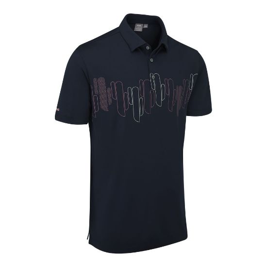 PING Men's Arizona Cactus Print Navy Golf Polo Shirt Side View