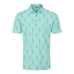 PING Men's Arizona Cactus Aruba Blue Multi Golf Polo Shirt Front View