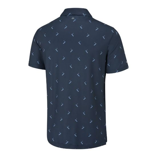 PING Men's Gold Putter Printed Navy Multi Golf Polo Shirt Back View