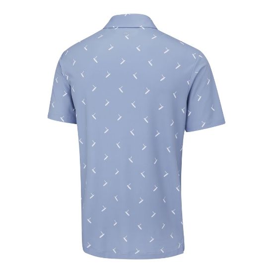 PING Men's Gold Putter Printed Blue Golf Polo Shirt Back View