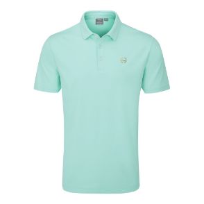 PING Men's Gold Putter Aruba Blue Multi Golf Polo Shirt Front View