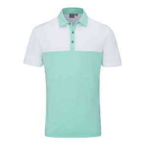 PING Men's Bodi Block Pattern Aruba Blue Golf Polo Shirt Front View
