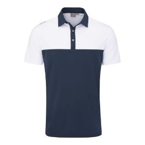PING Men's Bodi Block Pattern Navy Golf Polo Shirt Front View