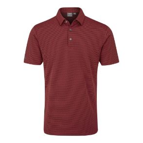 PING Men's Halcyon Jacquard Rich Red Multi Golf Polo Shirt Front View