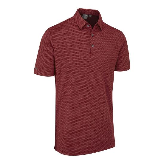 PING Men's Halcyon Jacquard Red Golf Polo Shirt Side View