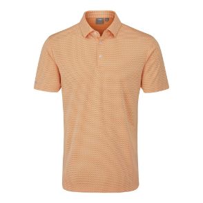 PING Men's Halcyon Jacquard Tangerine Multi Golf Polo Shirt Front View