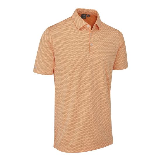PING Men's Halcyon Jacquard Tangerine Golf Polo Shirt Side View