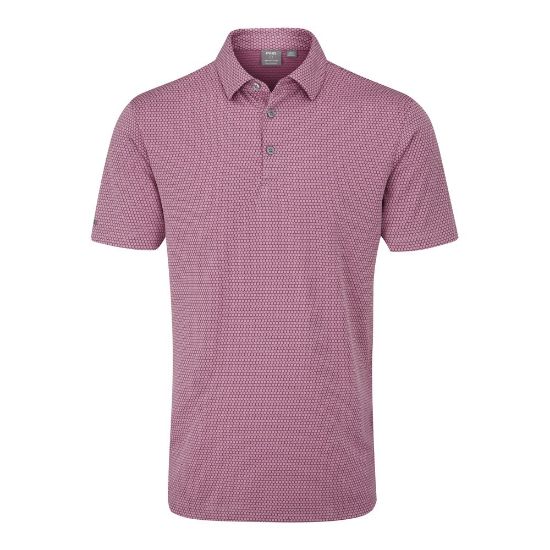 PING Men's Halcyon Jacquard Wild Rose Golf Polo Shirt Front View