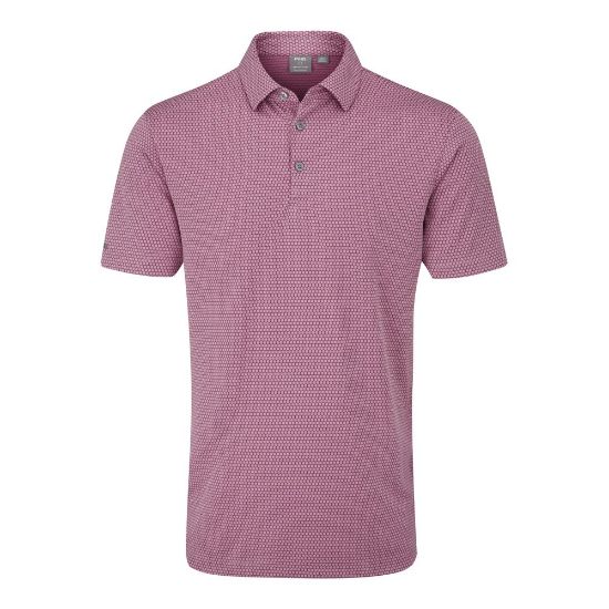 PING Men's Halcyon Jacquard Wild Rose Multi Golf Polo Shirt Front View