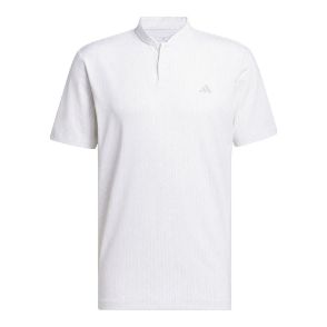 adidas Men's Ultimate 365 Stripe Print White Golf Polo Shirt Front View