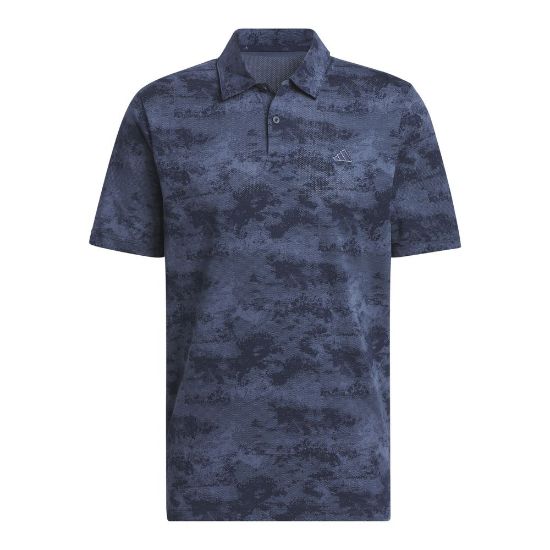 adidas Men's Go To Print Mesh Collegiate Navy Golf Polo Shirt Front View
