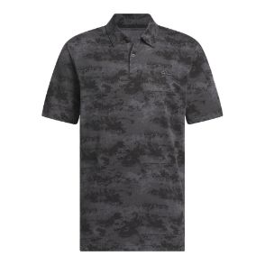 adidas Men's Go To Print Mesh Black Golf Polo Shirt Front View