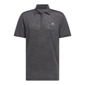 adidas Men's Ultimate 365 Print Mesh Black Golf Polo Shirt Front View