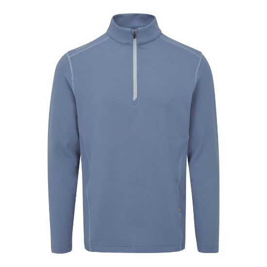 PING Men's Edwin 1/4 Zip Blue Golf Midlayer Front View