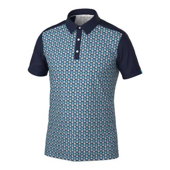 Galvin Green Men's Mio V8+ Blue Golf Polo Shirt Front View