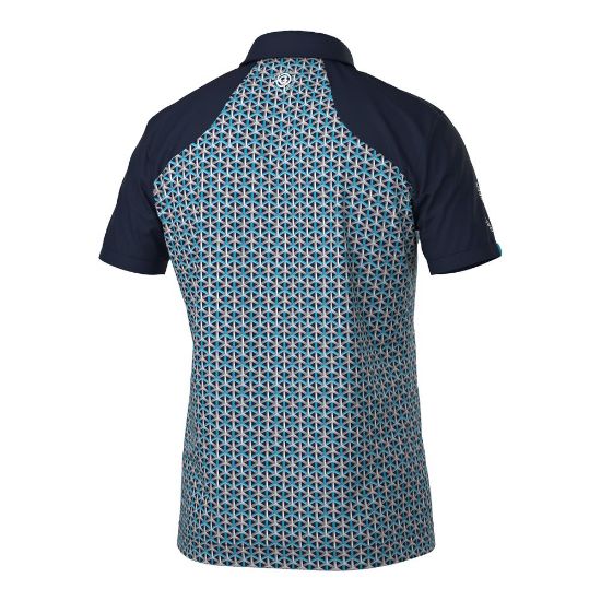 Galvin Green Men's Mio V8+ Blue Golf Polo Shirt Back View