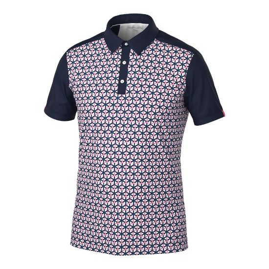 Galvin Green Men's Mio V8+ Camellia Rose Golf Polo Shirt Front View