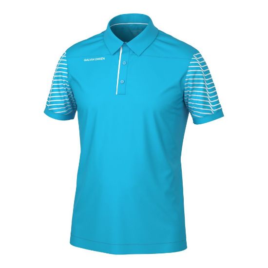 Galvin Green Men's Milion V8+ Blue Golf Polo Shirt Front View