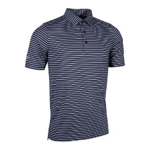 Glenmuir Men's Muirhead Pencil Stripe Navy Golf Polo Shirt Front View