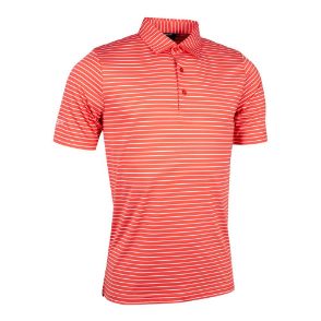 Glenmuir Men's Muirhead Pencil Stripe Apricot Golf Polo Shirt Front View