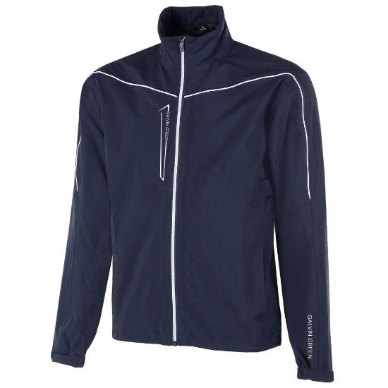 Galvin Green Men's Armstrong Gore-Tex Navy & White Golf Jacket Front View