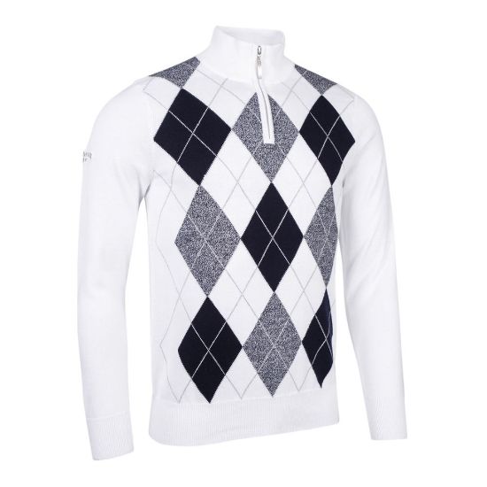 Glenmuir Men's Lauder White Golf Sweater Front View