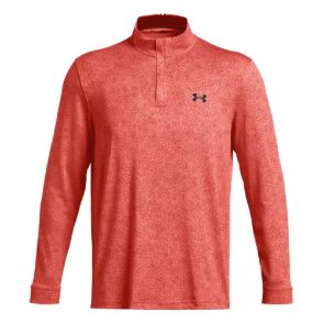 Under Armour Men's Playoff Printed Coho Red 1/4 Zip Golf Midlayer Front View