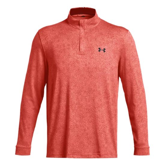 Under Armour Men's Playoff Printed Coho Red 1/4 Zip Golf Midlayer Front View