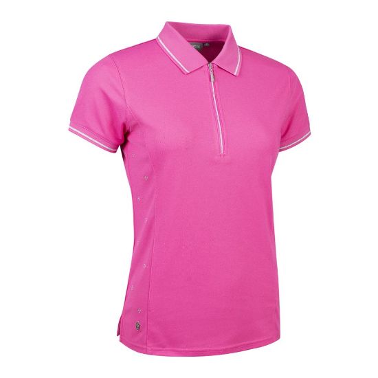 Glenmuir Ladies Nancy Pink Golf Polo Shirt Front View