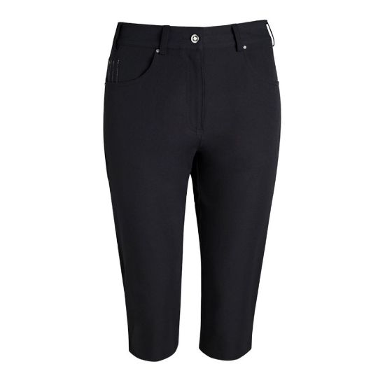 Glenmuir Ladies Phoebe Black Golf Pedal Pushers Front View