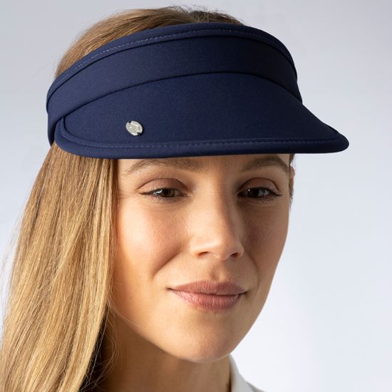 Model wearing Glenmuir Ladies Lexi Navy Golf Visor