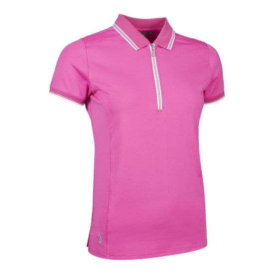 Glenmuir Ladies Stella Pink Golf Polo Shirt Front View