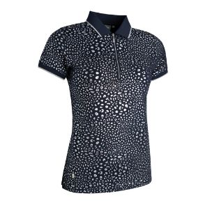 Glenmuir Ladies Amelia Navy/Silver Golf Polo Shirt Front