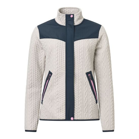 Abacus Ladies Adare Midlayer Navy/Peony Golf Jacket Front