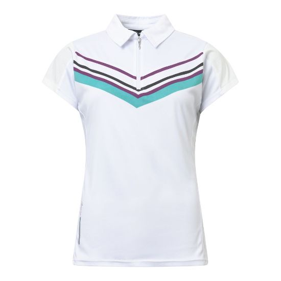 Abacus Ladies Simone Drycool Cupsleeve Turquoise Golf Polo Shirt Front View