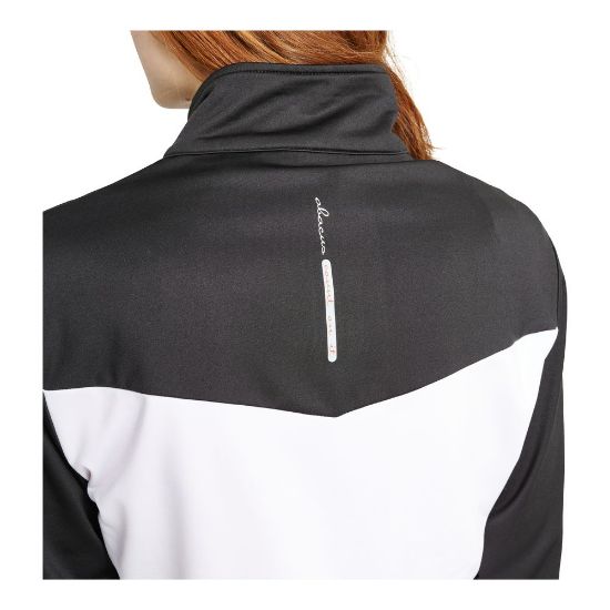 Model wearing Abacus Ladies Sherwood Full-Zip Floral White Golf Fleece Back View