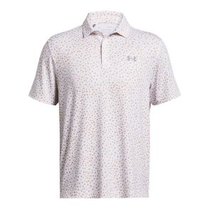 Under Armour Men's Playoff 3.0 Printed White Golf Polo Shirt Front View