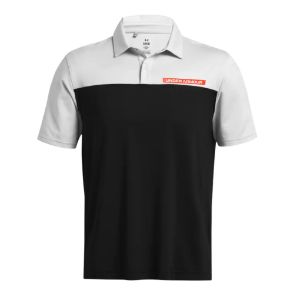 Under Armour Men's T2G Colour Block Black Golf Polo Shirt Front View