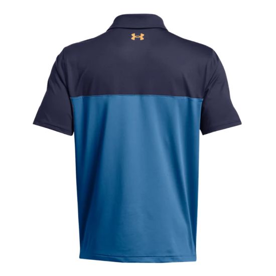Under Armour Men's T2G Colour Block Blue Golf Polo Shirt Back View