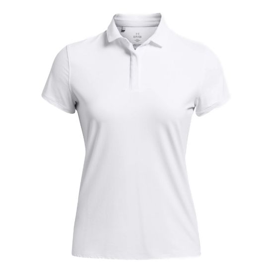 Under Armour Ladies Iso Chill White Golf Polo Shirt Front View
