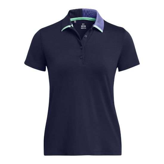 Under Armour Ladies Pitch Playoff Navy Golf Polo Shirt Front View