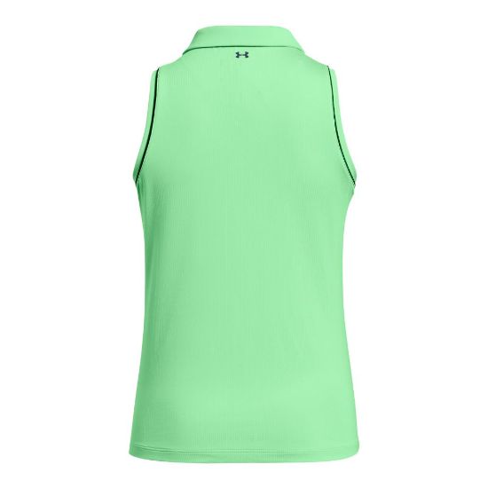 Under Armour Ladies Playoff Jacquard Green Sleeveless Golf Polo Shirt Back View