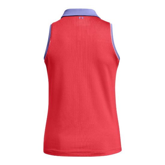 Under Armour Ladies Playoff Jacquard Green Sleeveless Golf Polo Shirt Back View
