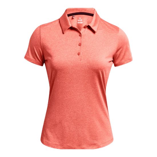 Under Armour Ladies Playoff Red Golf Polo Shirt Front View