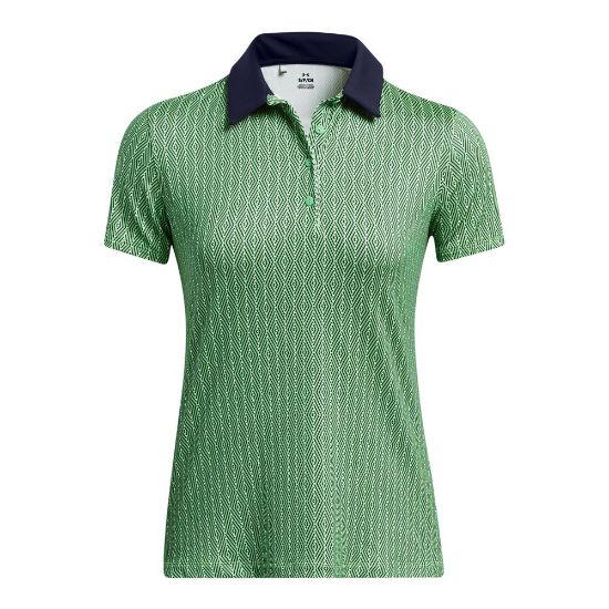 Under Armour Ladies Playoff Ace Green Golf Polo Shirt Front View