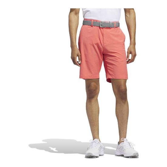 Model wearing adidas Men's Ultimate 365 Preloved Scarlet Golf Shorts